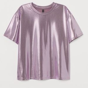 H&M Divided Purple Metallic Short-Sleeved Top